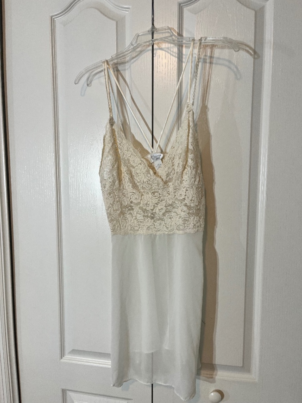 Vintage Cinema Etoile Off-White Lace Chemise | Size Small